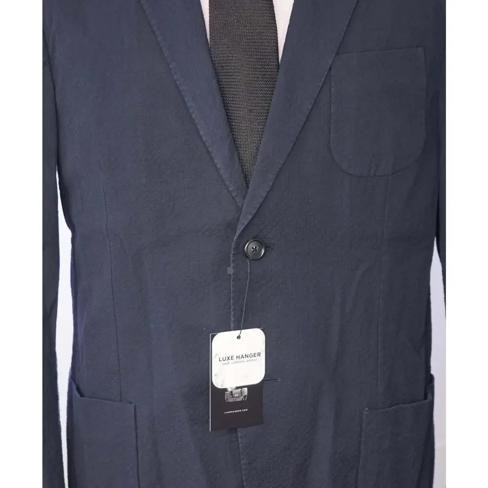 Z ZEGNA - Navy Blue Seersucker Sport Jacket - 42R (Fits 40R)